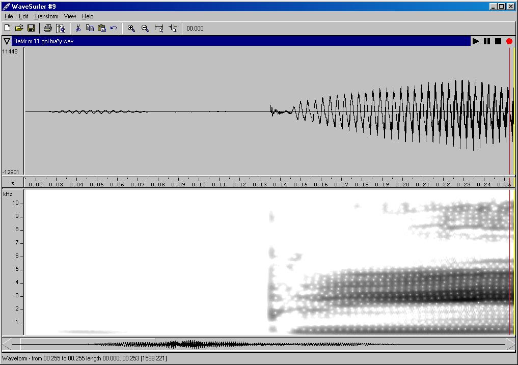 Oscylogram i spektrogram wyrazu biały